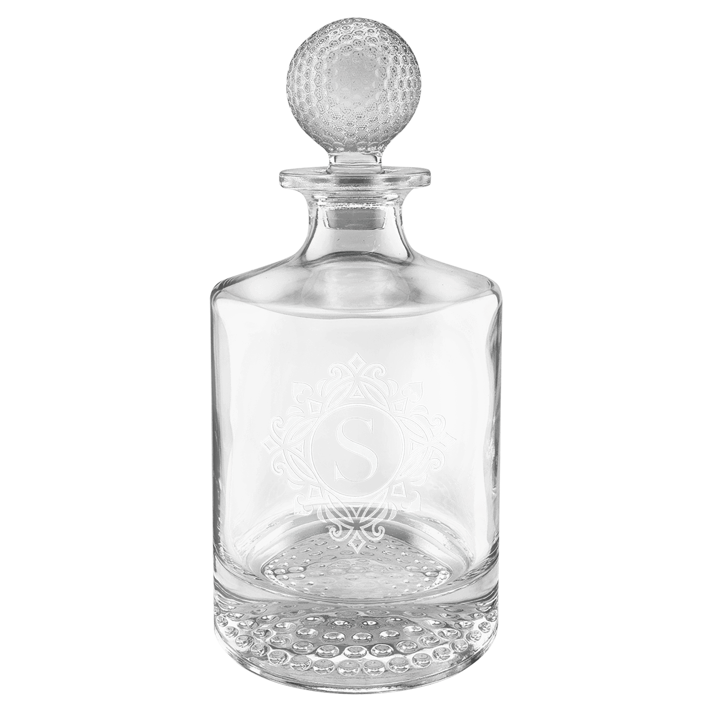 850ml Round Golf Glass Decanter in a Black Gift Box with Printed Paper Sleeve (Decanter Only)