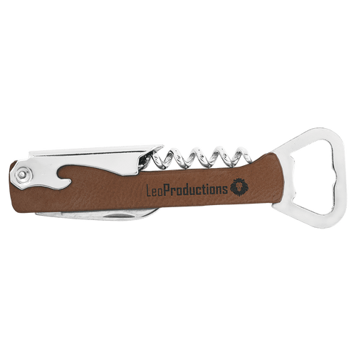 Dark Brown Laserable Leatherette Wine Bottle Opener