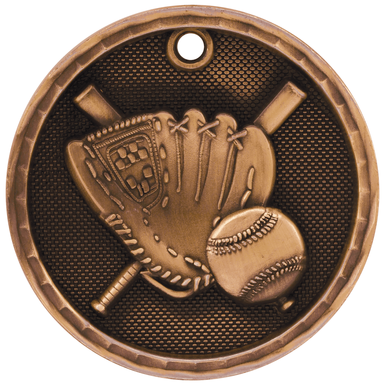 2" Antique Silver 3D Baseball/Softball Medal
