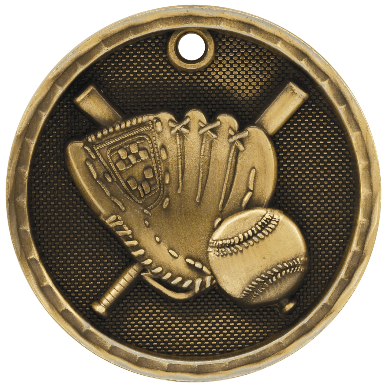 2" Antique Silver 3D Baseball/Softball Medal