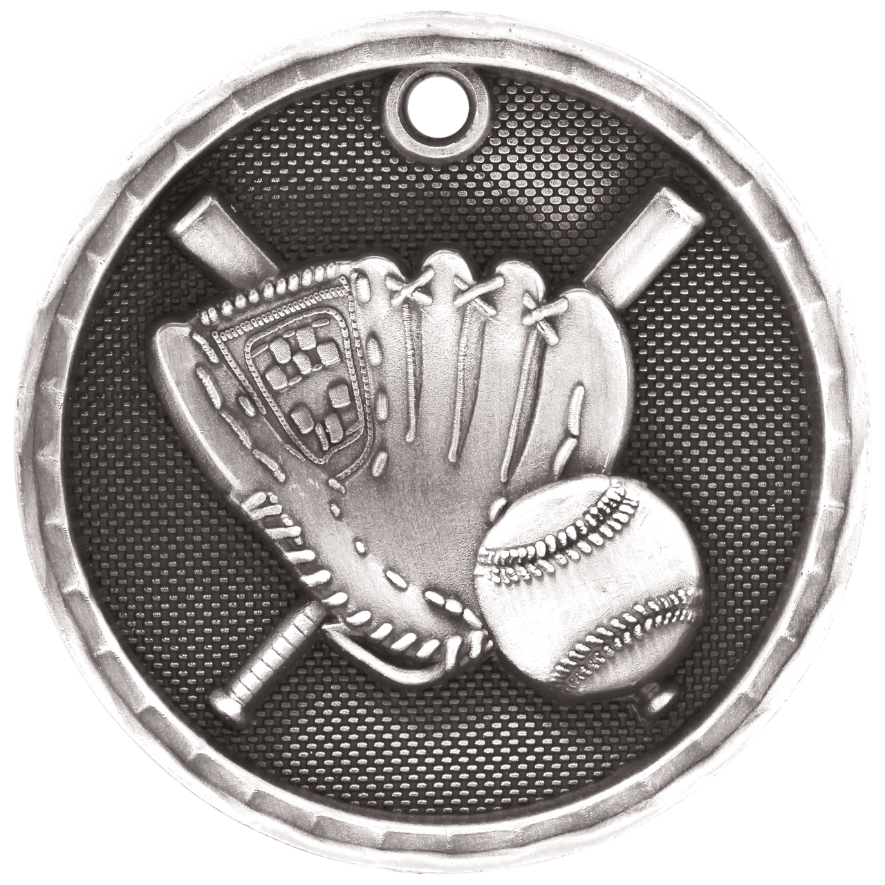 2" Antique Silver 3D Baseball/Softball Medal