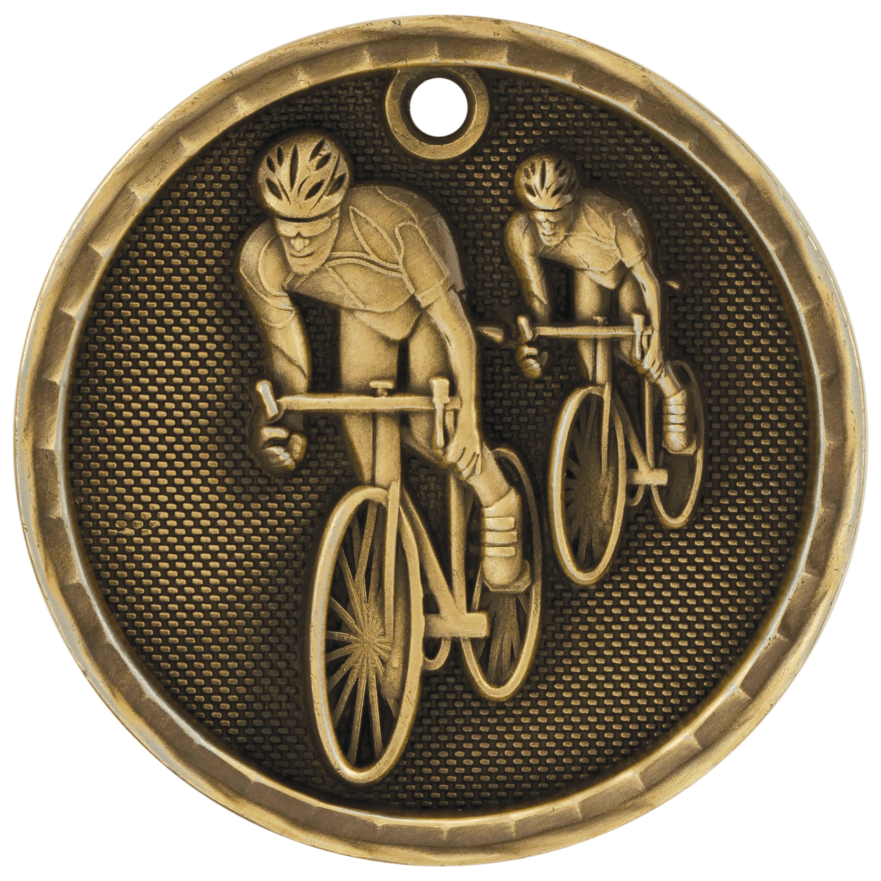 2" Antique Gold 3D Bicycling Medal