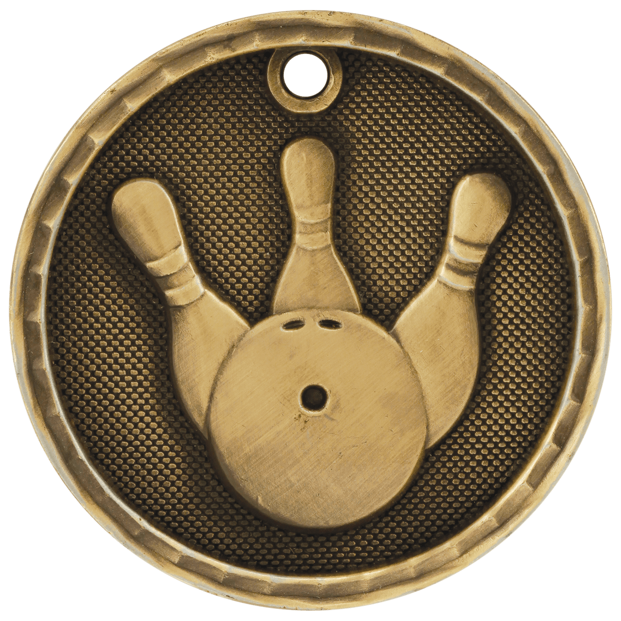 2" Antique Gold 3D Bowling Medal