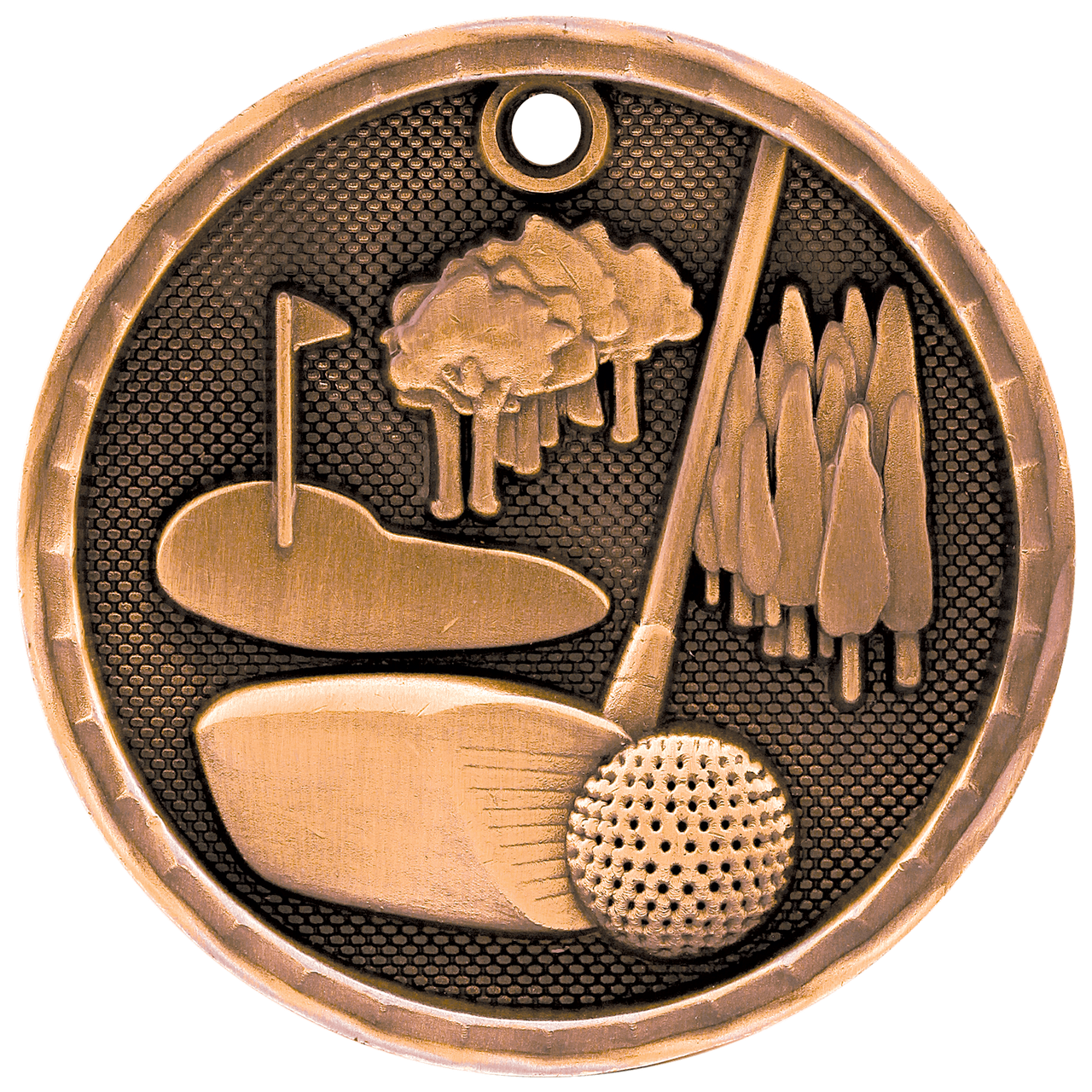 2" Antique Silver 3D Golf Medal