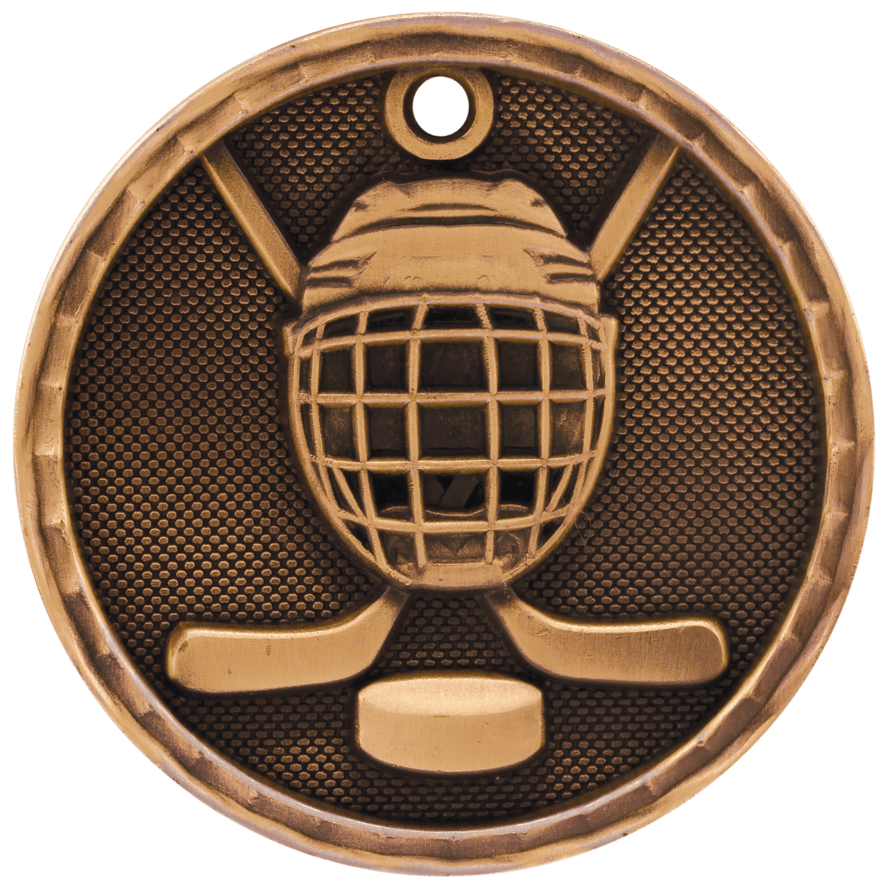 2" Antique Gold 3D Hockey Medal