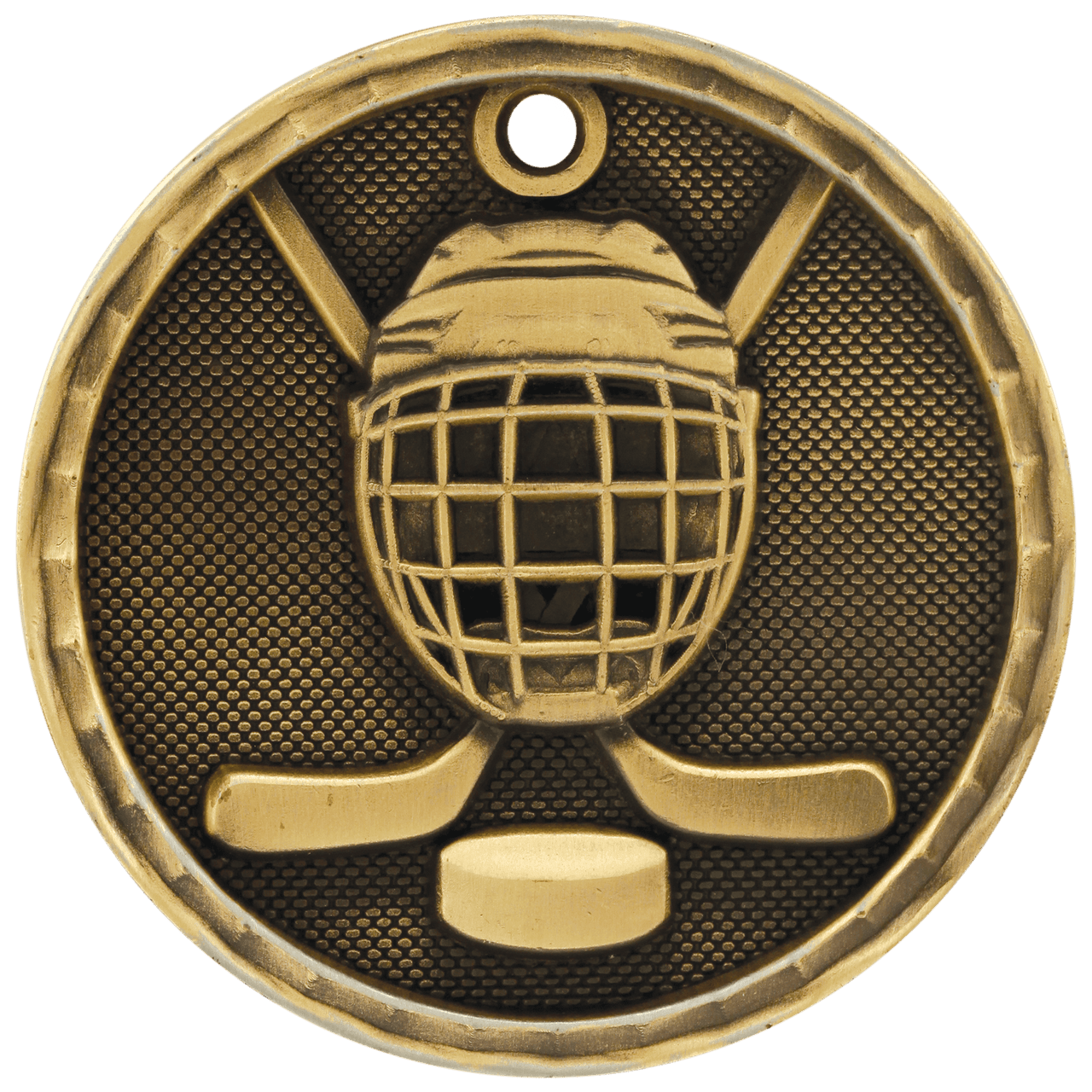 2" Antique Gold 3D Hockey Medal