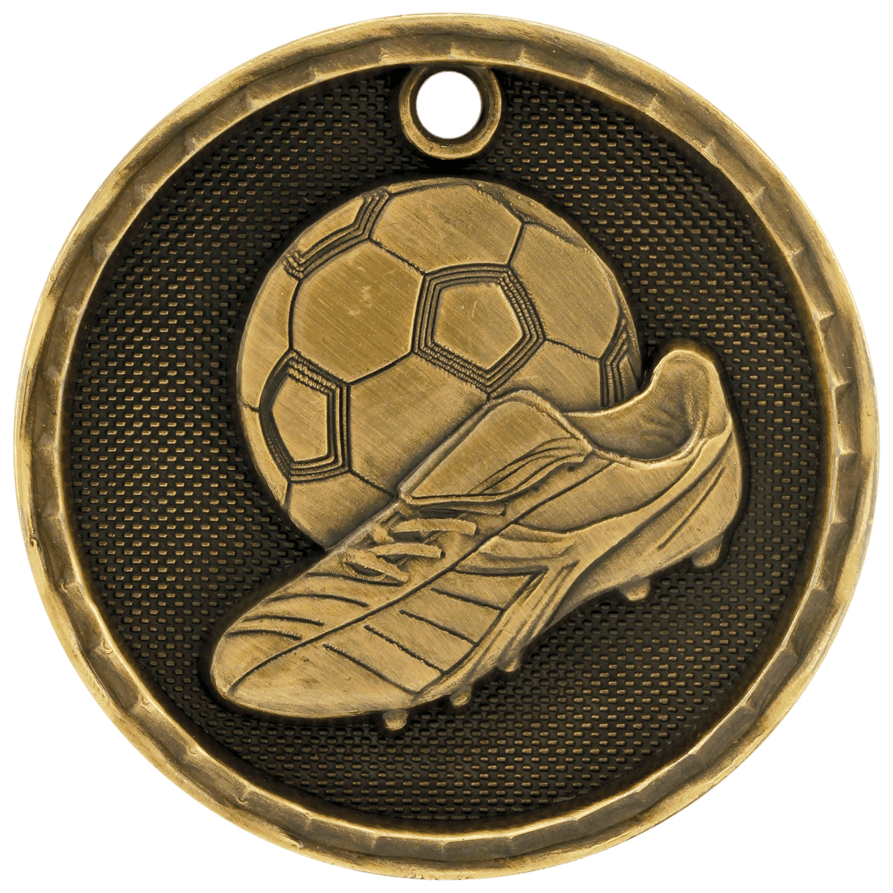2" Antique Bronze 3D Soccer Medal