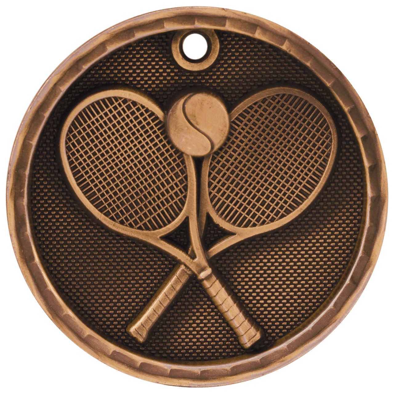 2" Antique Bronze 3D Tennis Medal