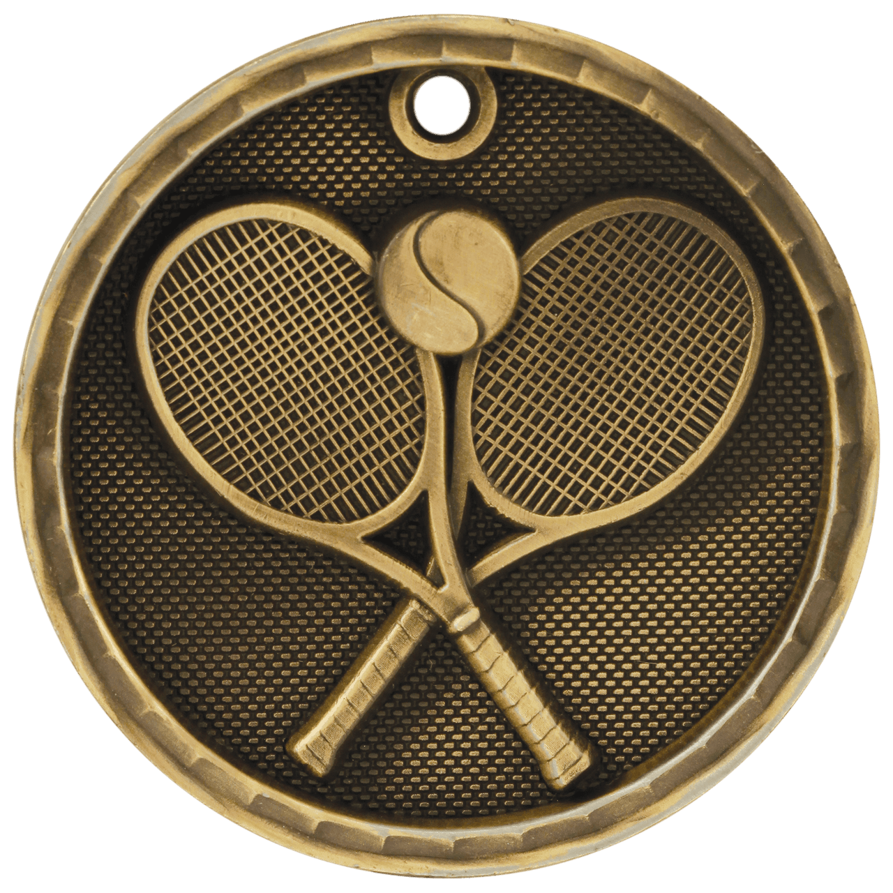 2" Antique Bronze 3D Tennis Medal