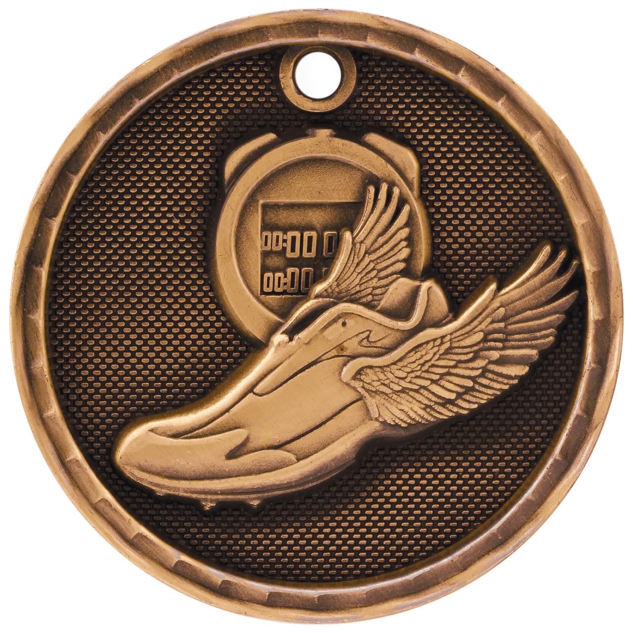 2" Antique Gold 3D Track Medal