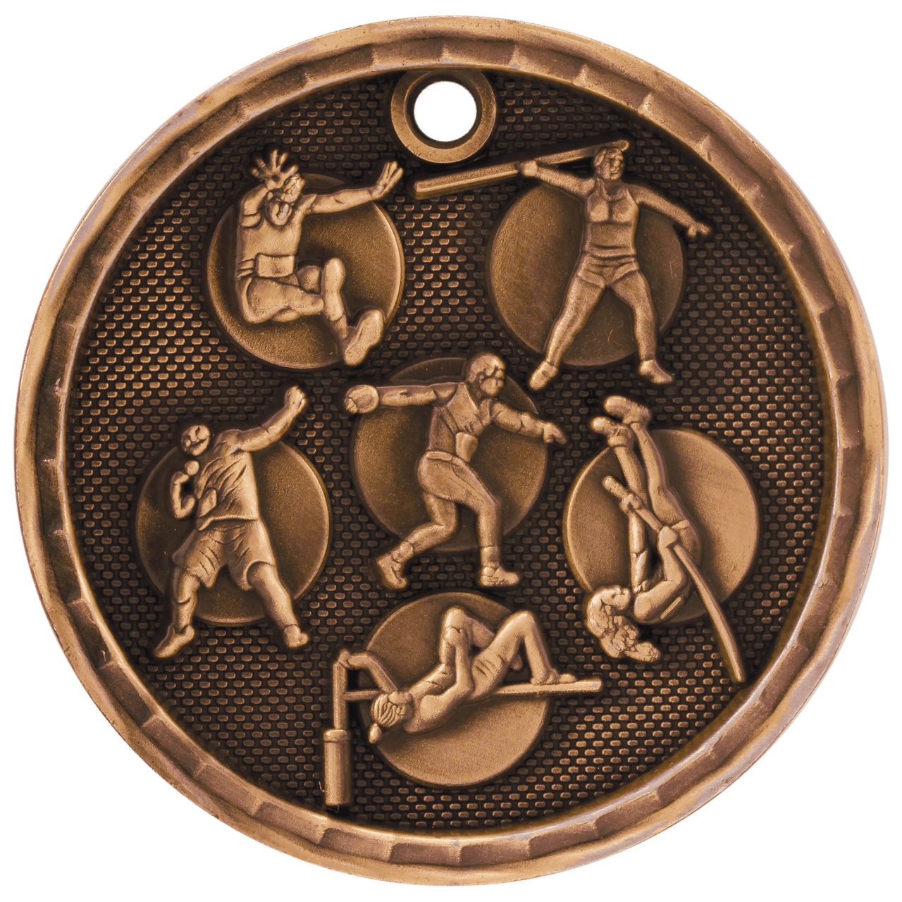 2" Antique Gold 3D Track and Field Medal