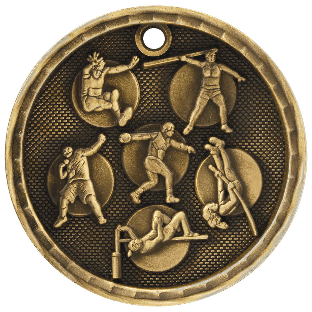 2" Antique Gold 3D Track and Field Medal