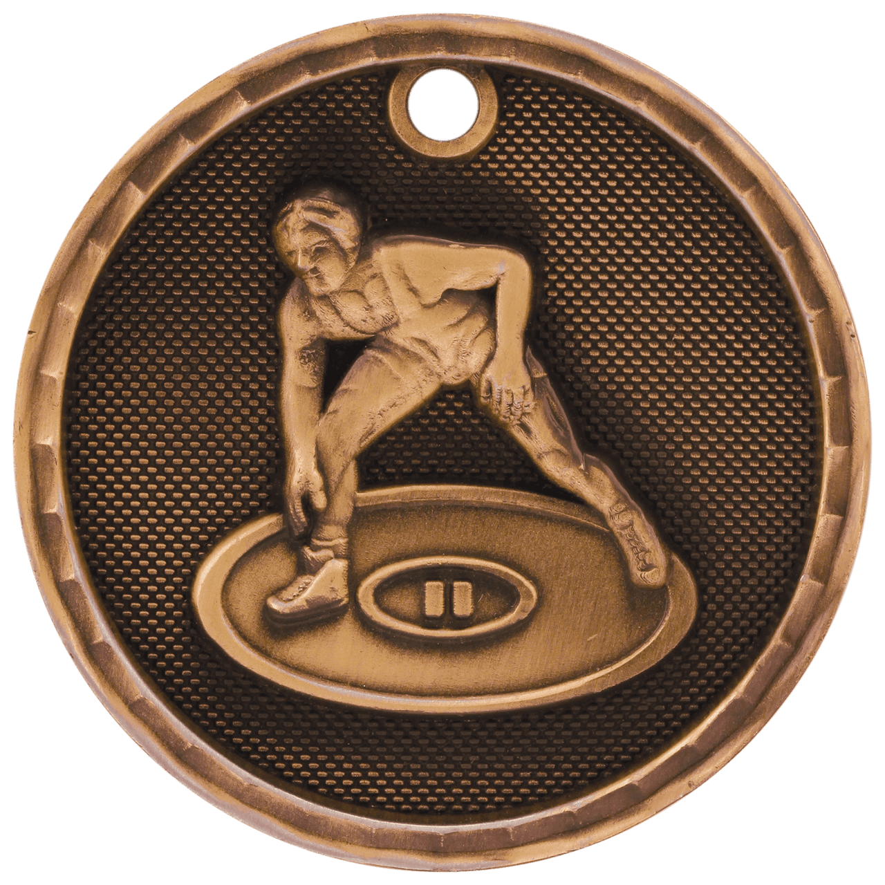 2" Antique Gold 3D Wrestling Medal