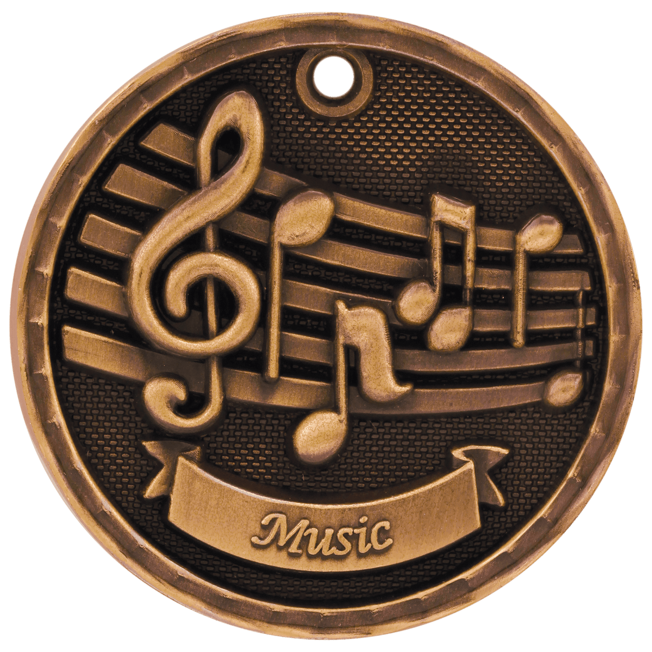 2" Antique Silver 3D Music Medal