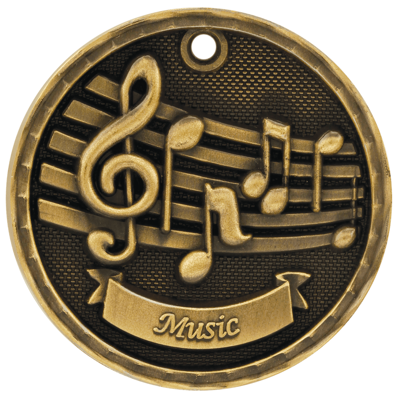 2" Antique Silver 3D Music Medal