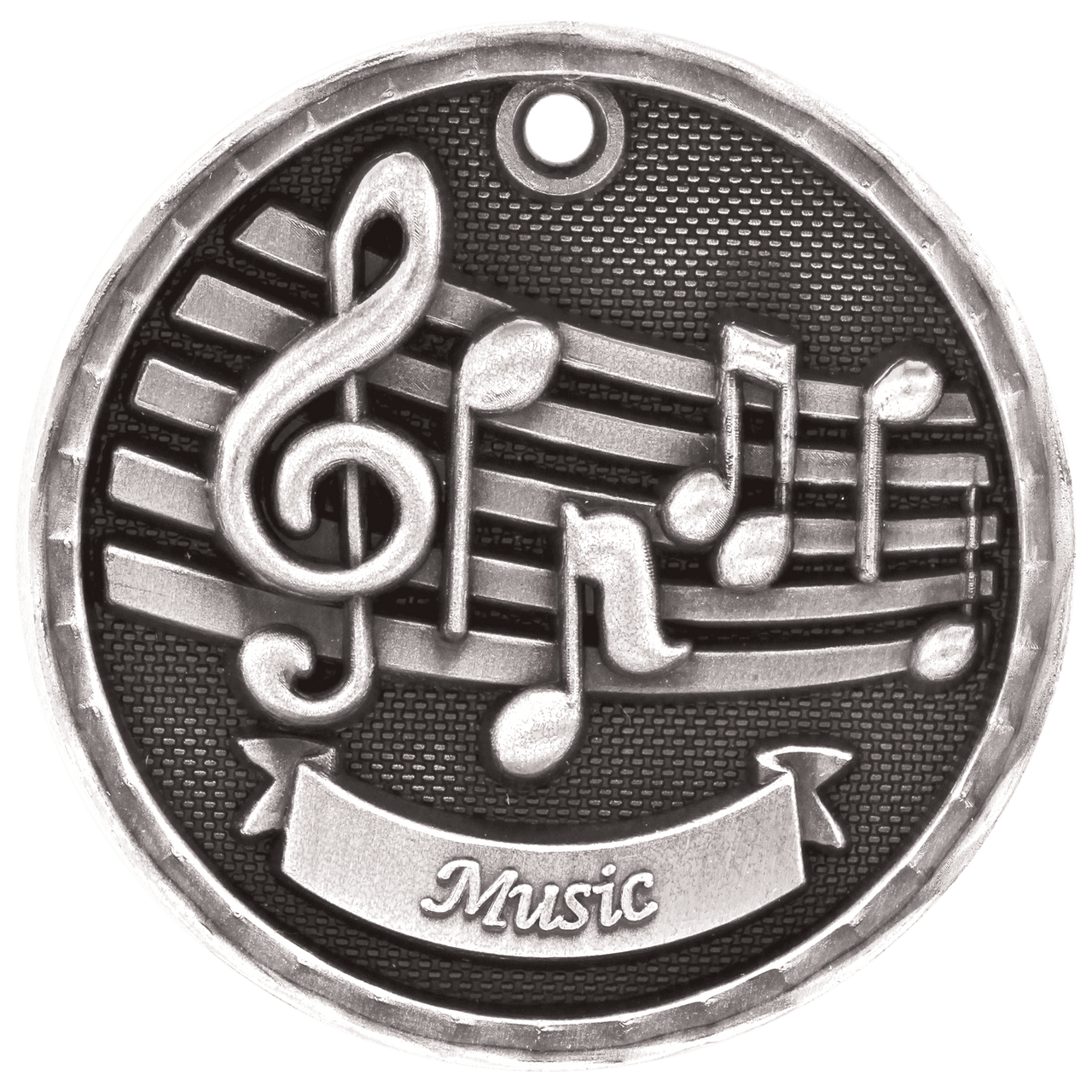 2" Antique Silver 3D Music Medal