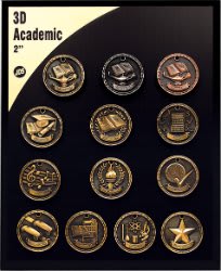 2" Academic 3D Medal Display Set