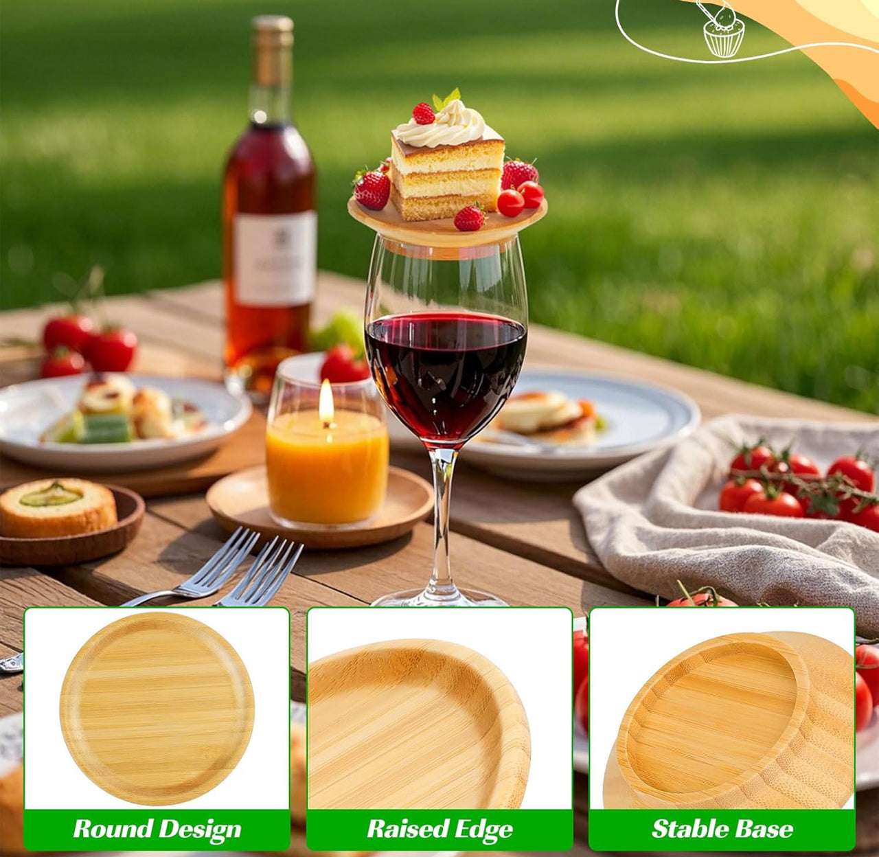 Custom Wine Glass Charcuterie Topper Charcuterie Bamboo Wine Board Topper,Keep Bugs Out and Prevent Spills, Wine Glass Charcuterie Holder for Family Gatherings Bars Housewarming Gift