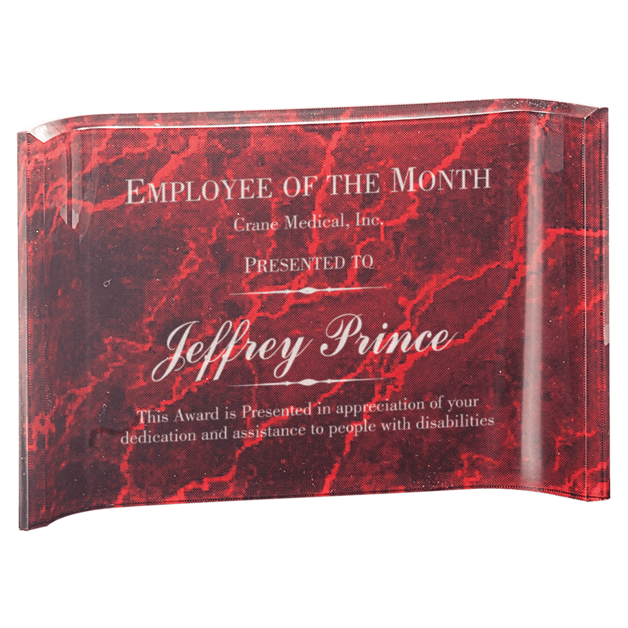 10" x 7" Green Marbleized Acrylic Crescent