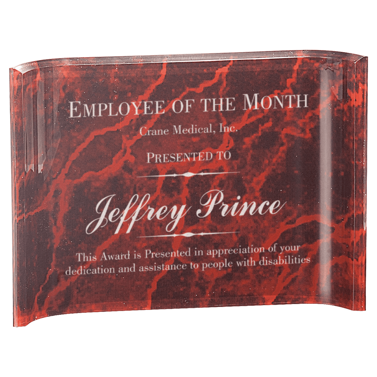 10" x 7" Green Marbleized Acrylic Crescent