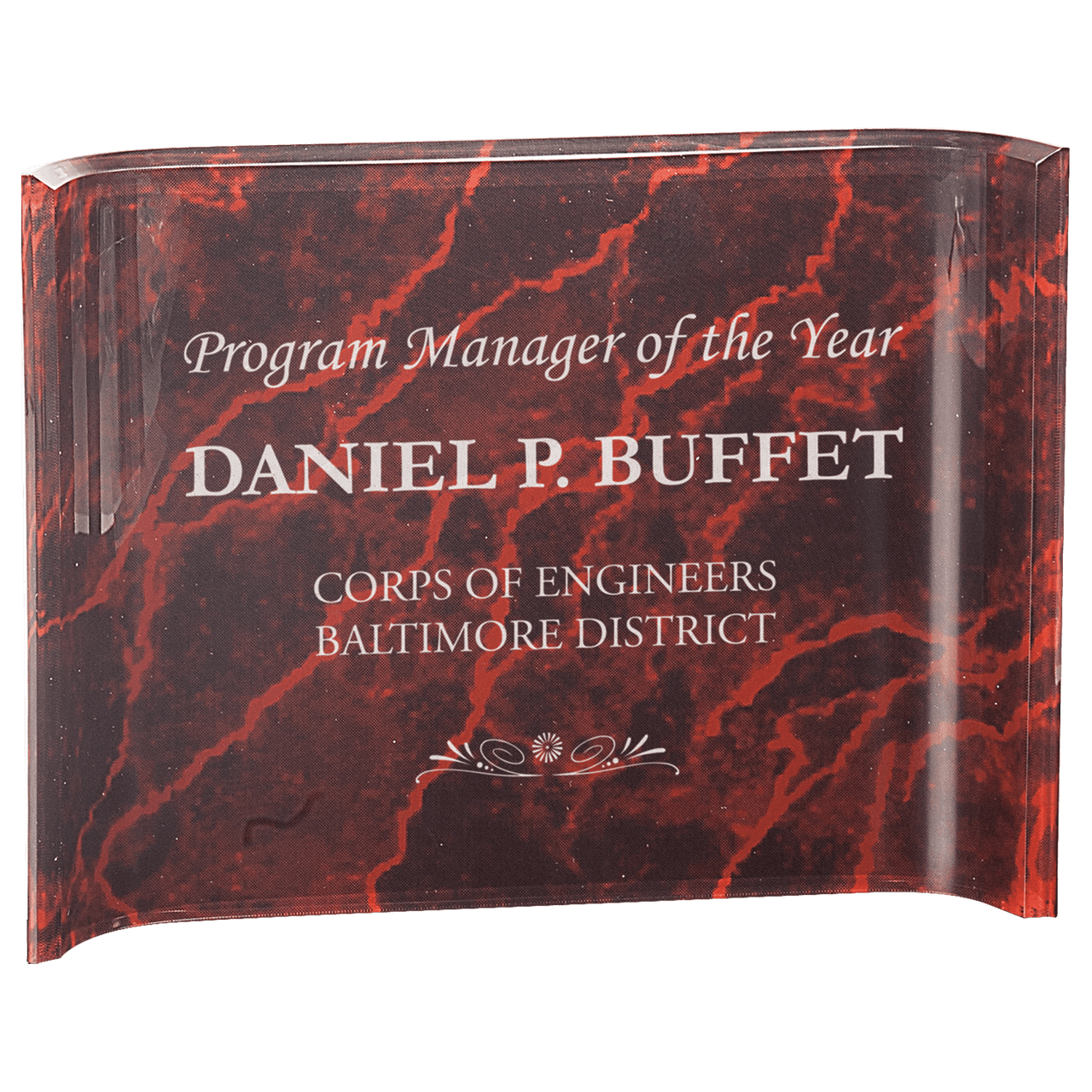 10" x 7" Green Marbleized Acrylic Crescent