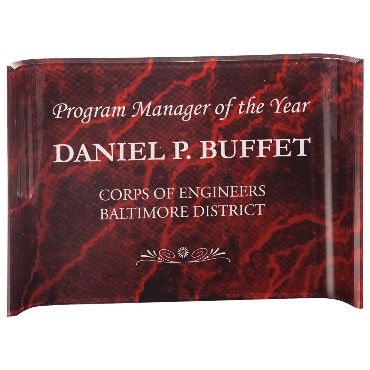 10" x 7" Green Marbleized Acrylic Crescent