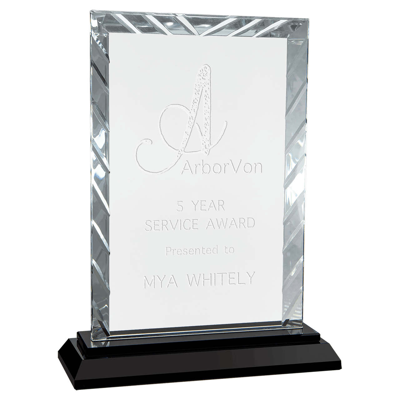 7" Rectangle Accent Glass on Blue Base