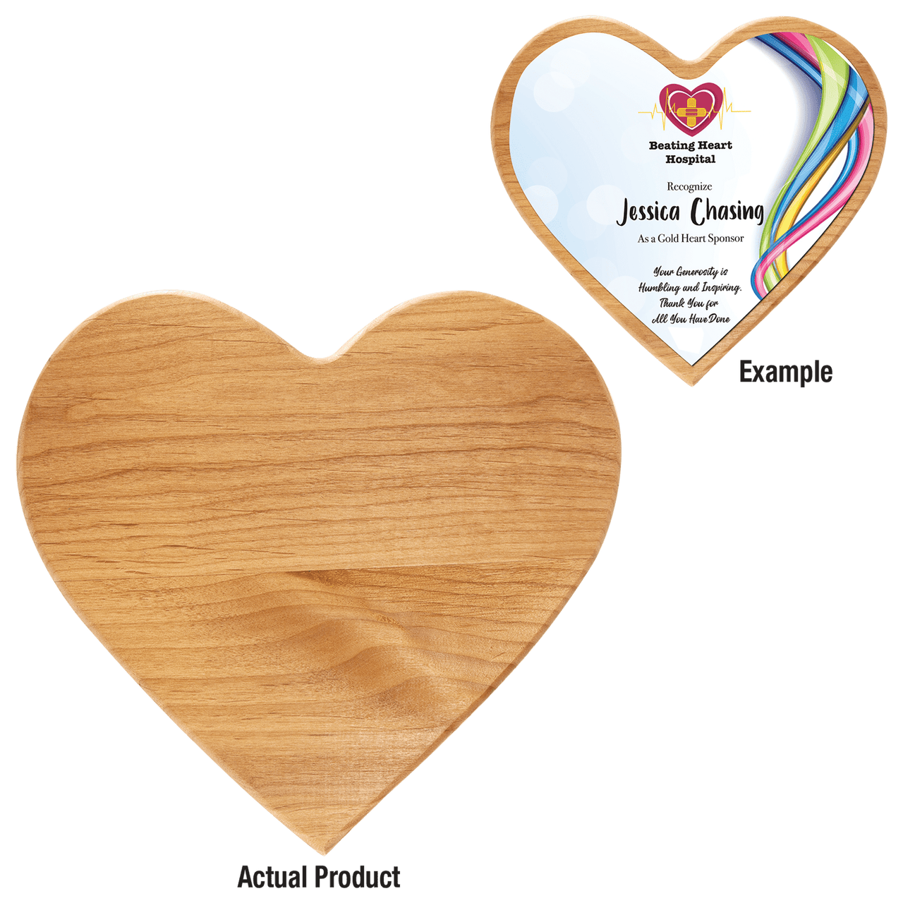 9 1/2" x 9 1/4" Alder Heart Plaque