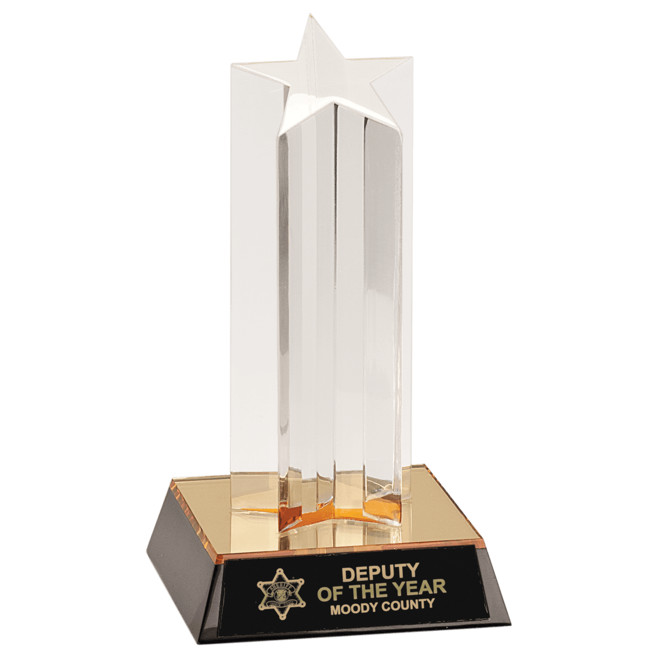 7" Clear Single Star Column Acrylic with Gold/Black Base
