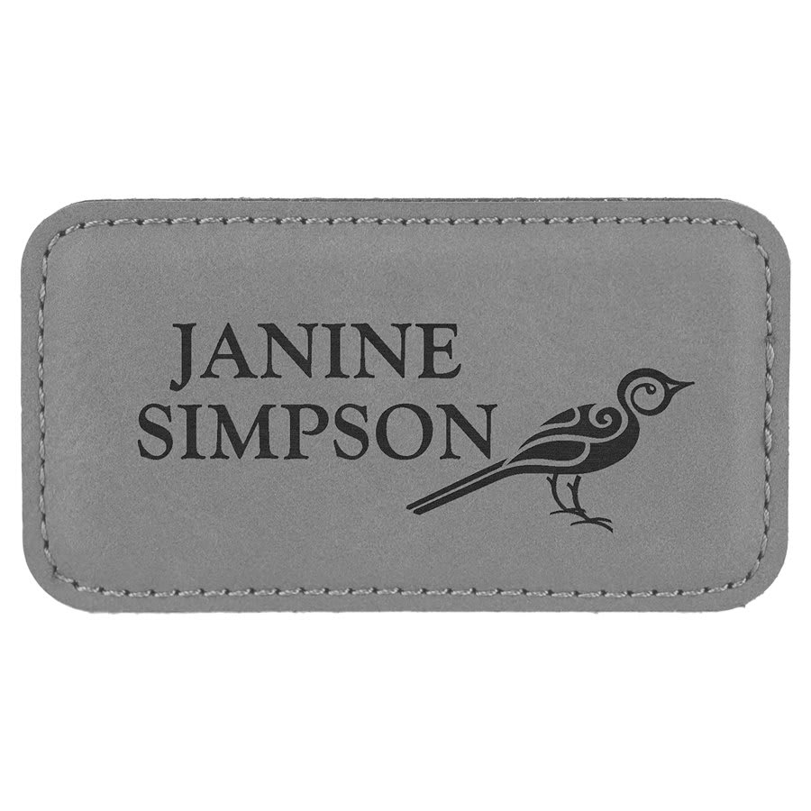 3 1/4" x 1 1/4" Light Brown Laserable Leatherette Badge Blank with Magnet