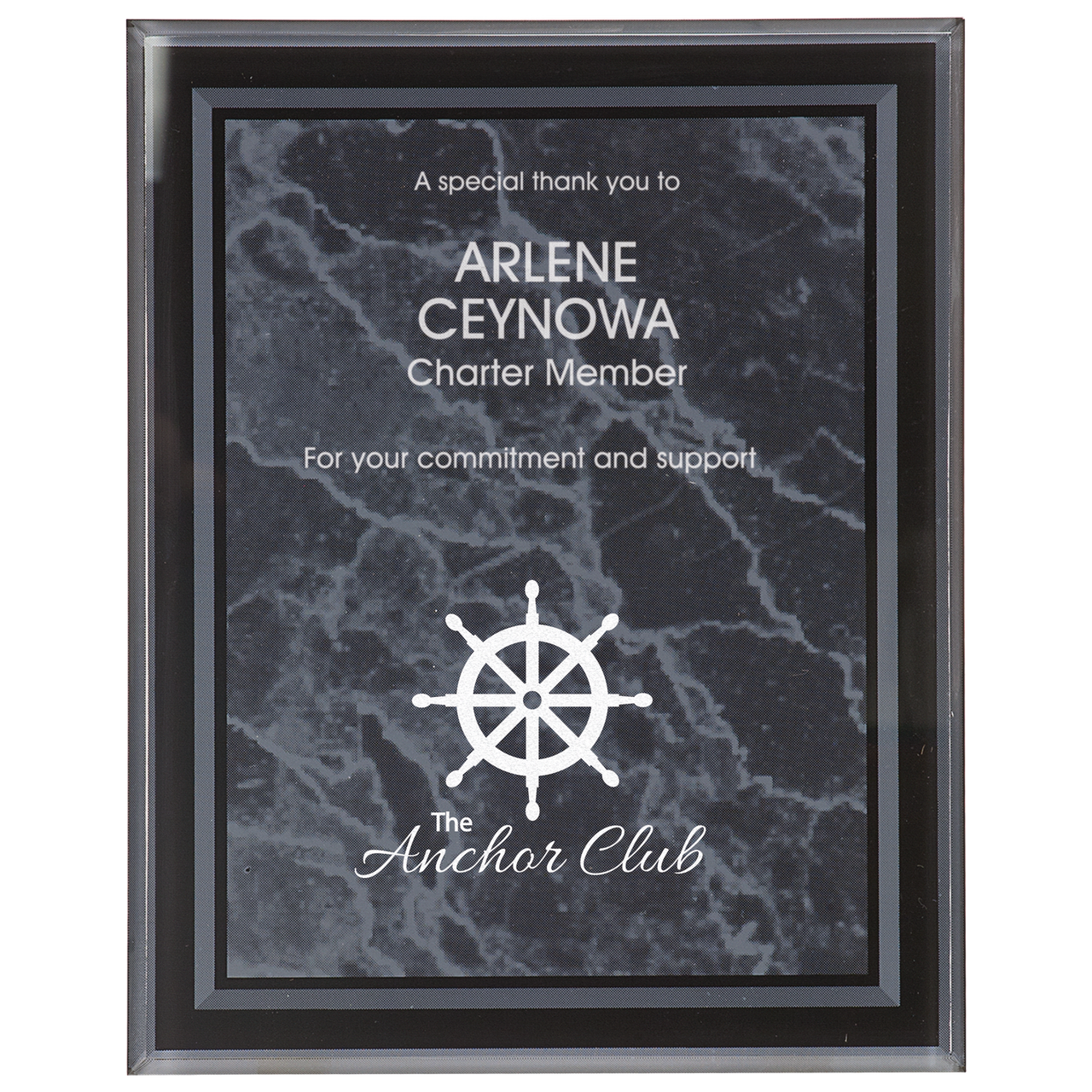 8" x 10" Blue Marble Border Clear-Plaq Acrylic