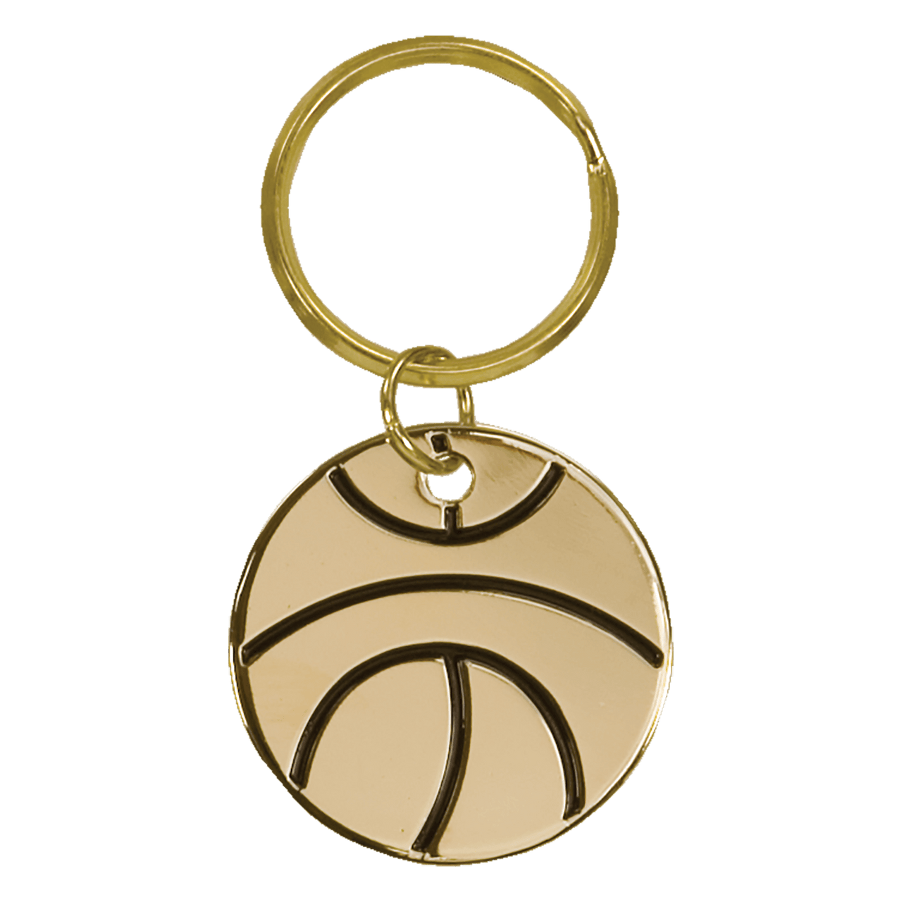 1 1/2" Gold Basketball Brass Keychain