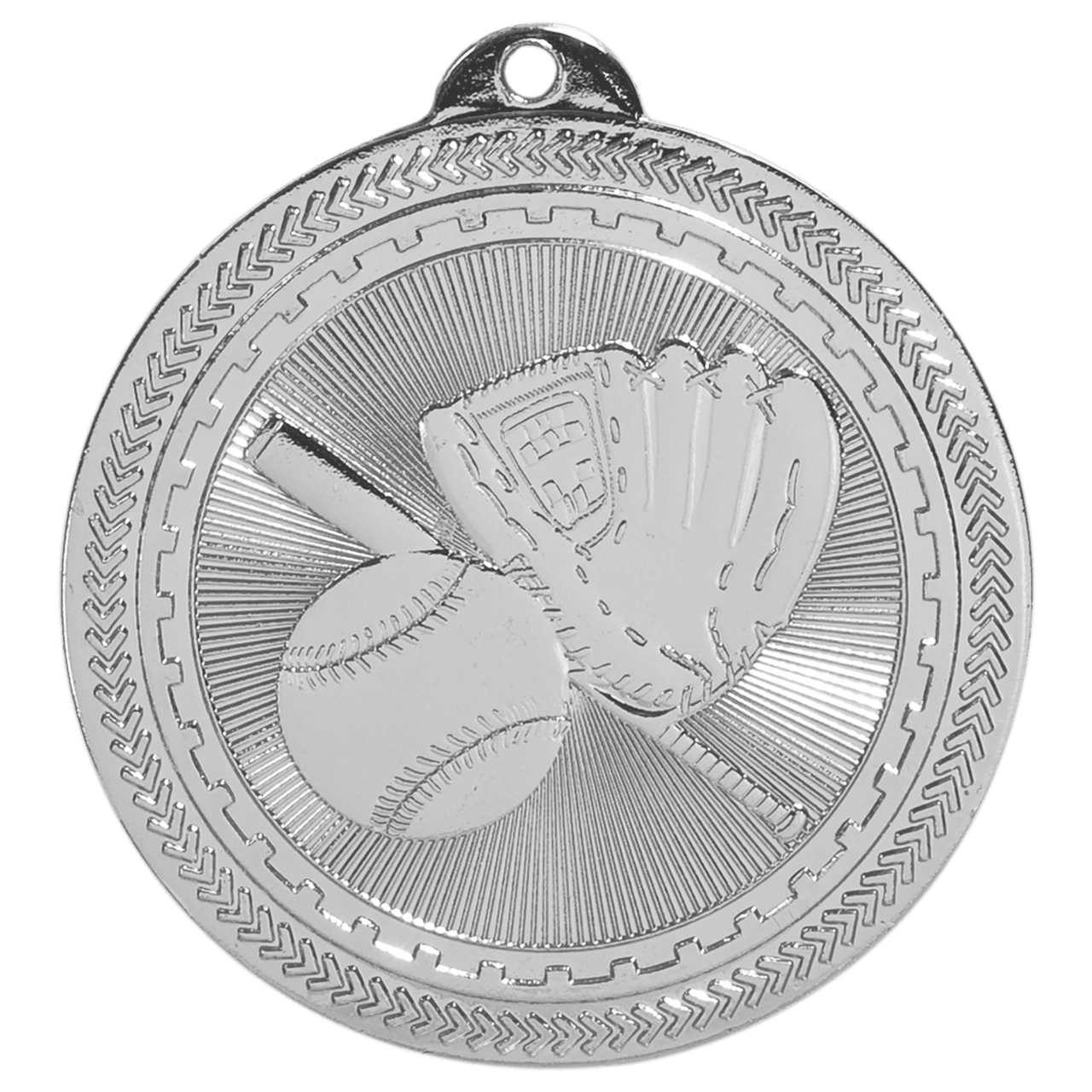 2" Bright Silver Baseball/Softball Laserable BriteLazer Medal