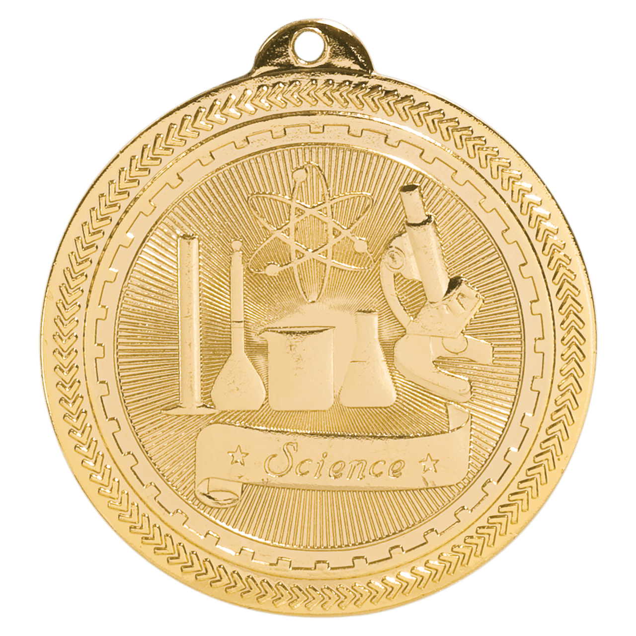 2" Bright Gold Science Laserable BriteLazer Medal