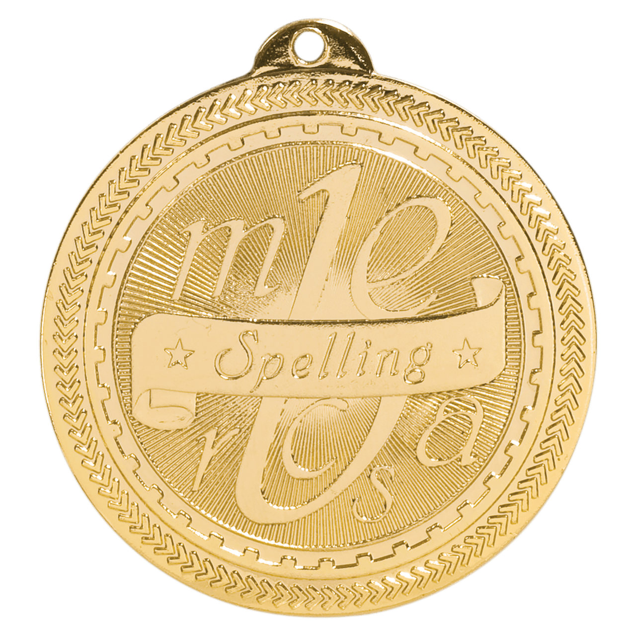2" Bright Gold Spelling Laserable BriteLazer Medal