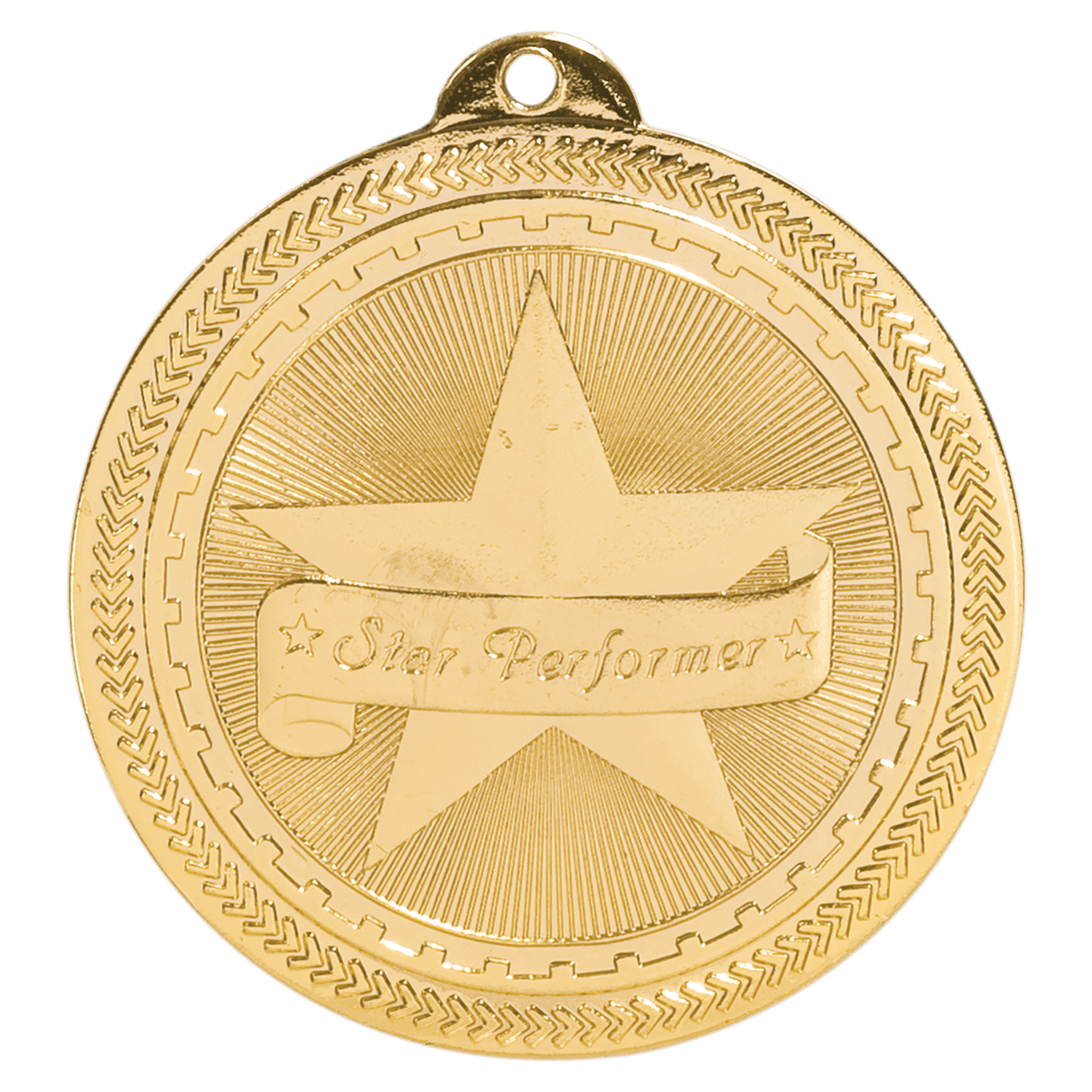 2" Bright Silver Star Performer Laserable BriteLazer Medal