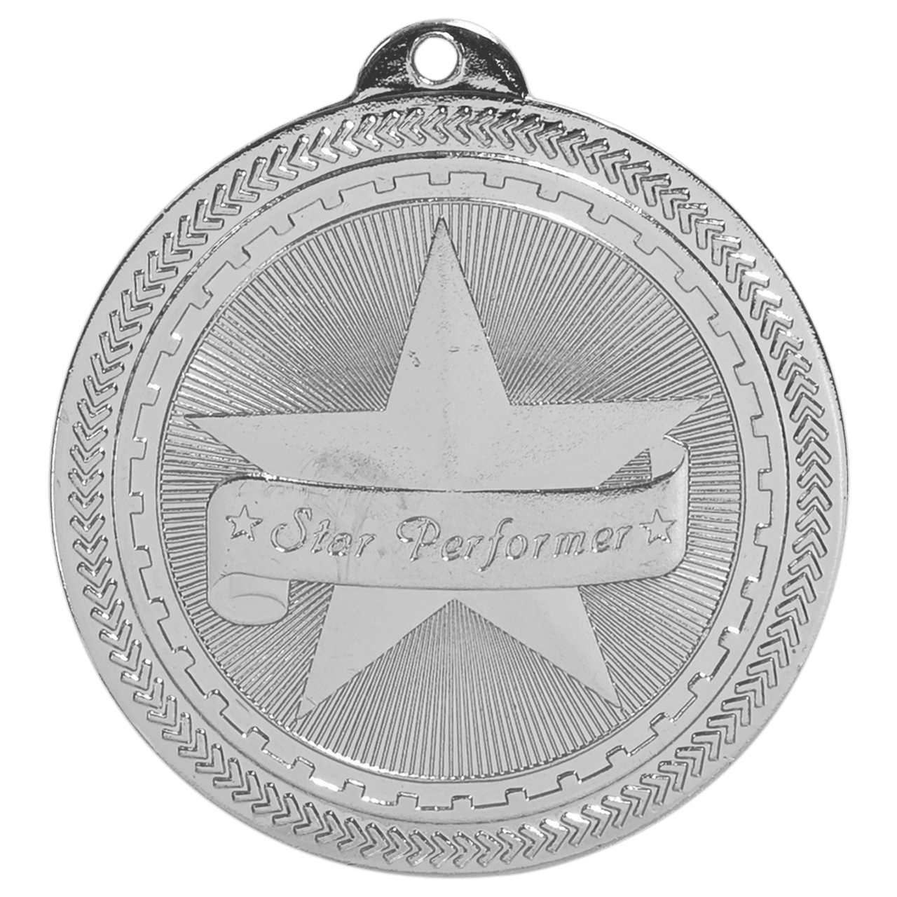 2" Bright Silver Star Performer Laserable BriteLazer Medal