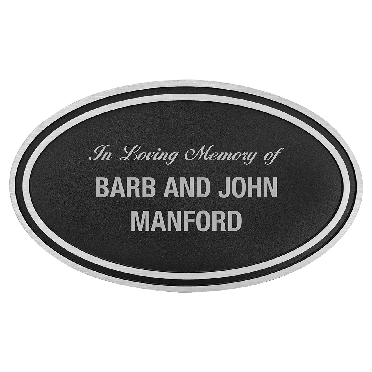 12" x 7" Silver/Black Oval Cast Aluminum Sign with 24" Aluminum Rod