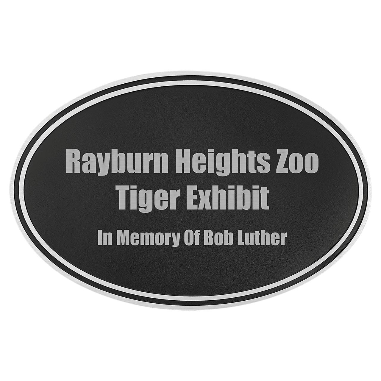 12" x 7" Silver/Black Oval Cast Aluminum Sign with 24" Aluminum Rod