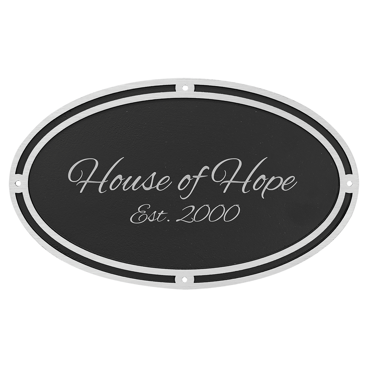 8" x 6" Silver/Black Rectangle Cast Aluminum Sign with 24" Aluminum Rod