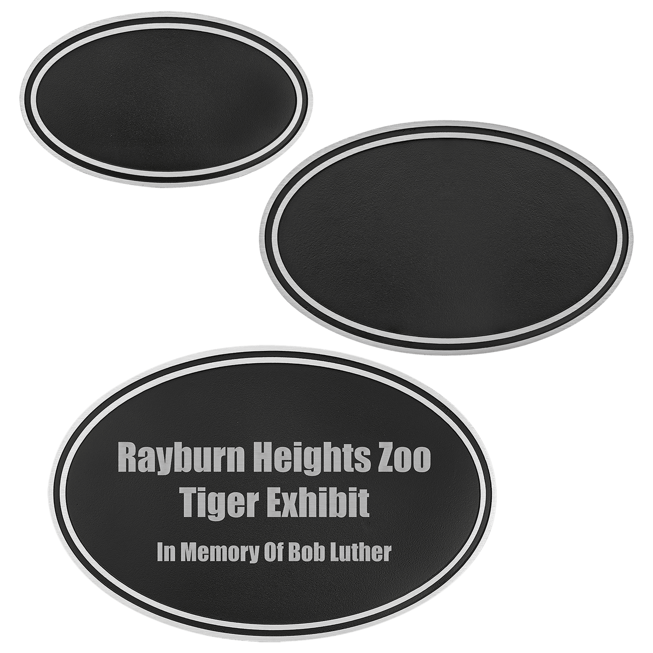 12" x 7" Silver/Black Oval Cast Aluminum Sign with 24" Aluminum Rod