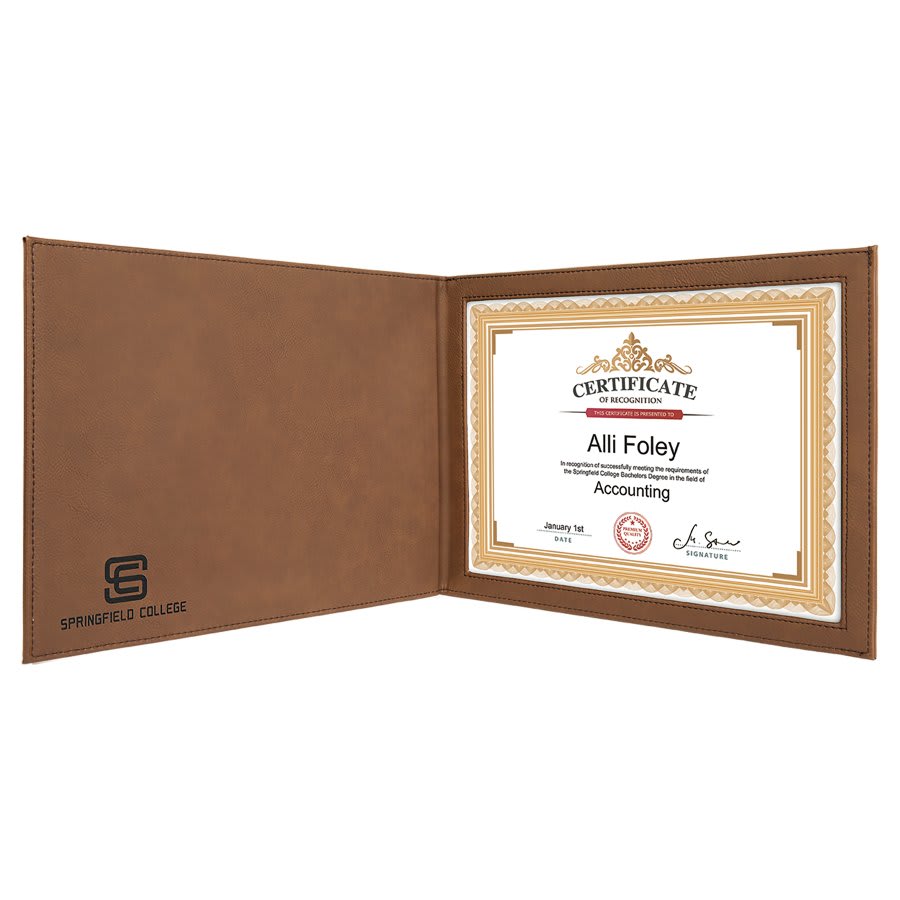 9" x 12" Blue/Silver Laserable Leatherette Certificate Holder for 8 1/2" x 11"