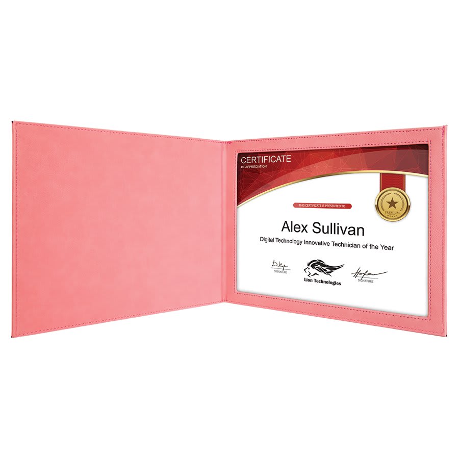 9" x 12" Blue/Silver Laserable Leatherette Certificate Holder for 8 1/2" x 11"