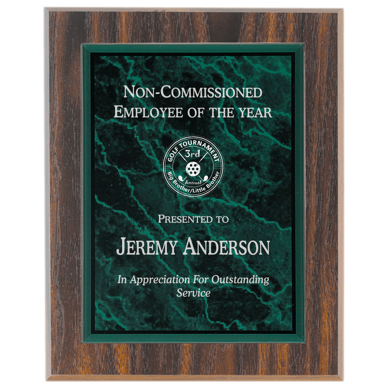 7" x 10" Green Marble Acrylic Plaque Plate