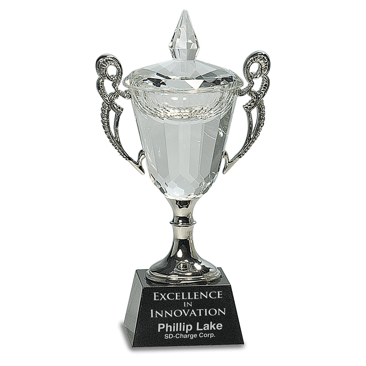 9 1/2" Crystal Cup with Silver Handles and Stem