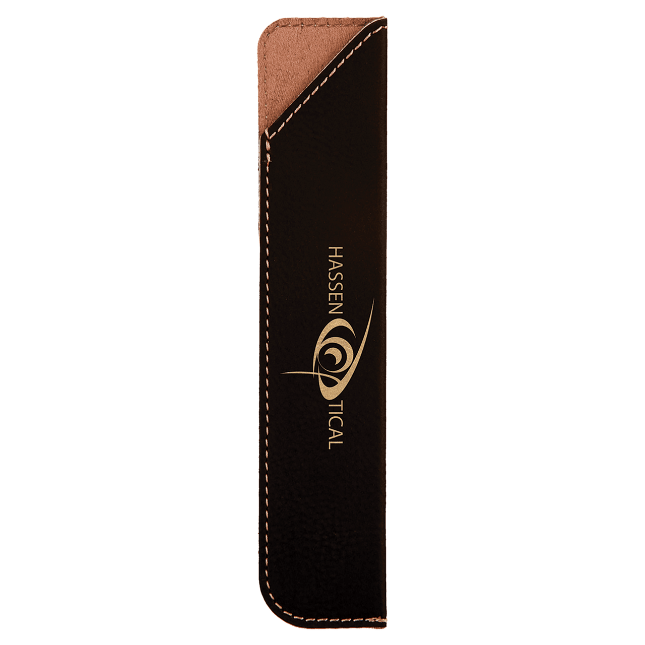 6 1/4" Black/Gold Laserable Leatherette Pen Sleeve