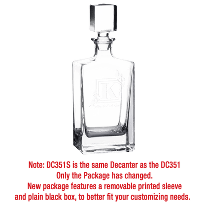 810ml Rectangle Glass Decanter with Black Gift Box and Printed Paper Sleeve (Same as DC351S with Printed Box)