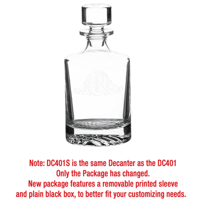 810ml Rectangle Glass Decanter with Black Gift Box and Printed Paper Sleeve (Same as DC351S with Printed Box)