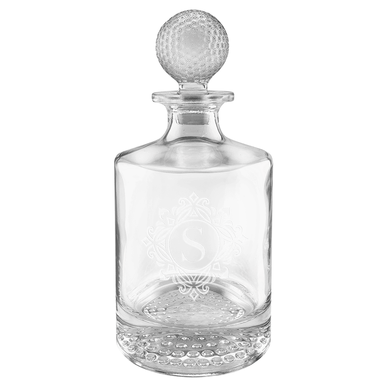 850ml Round Golf Glass Decanter in a Black Gift Box with Printed Paper Sleeve  (Decanter Only)