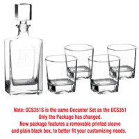Thumbnail for 850ml Round Golf Glass Decanter Set with Four DG405S 9 oz. Golf Rocks Glasses in a Black Gift Box with a Printed Paper Sleeve